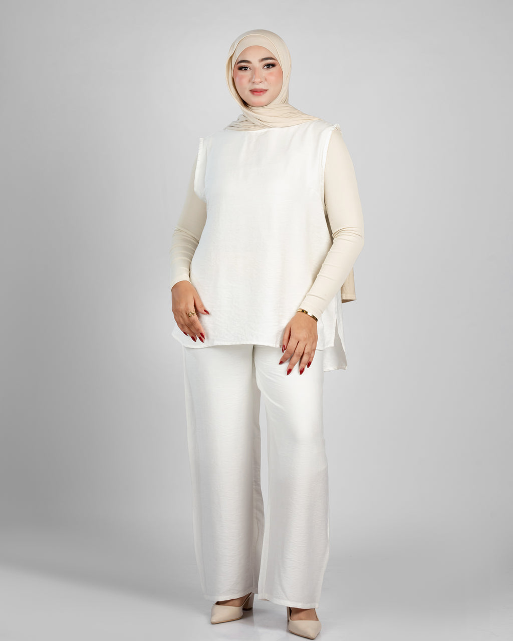 basic sleeveless linen set - 1311
