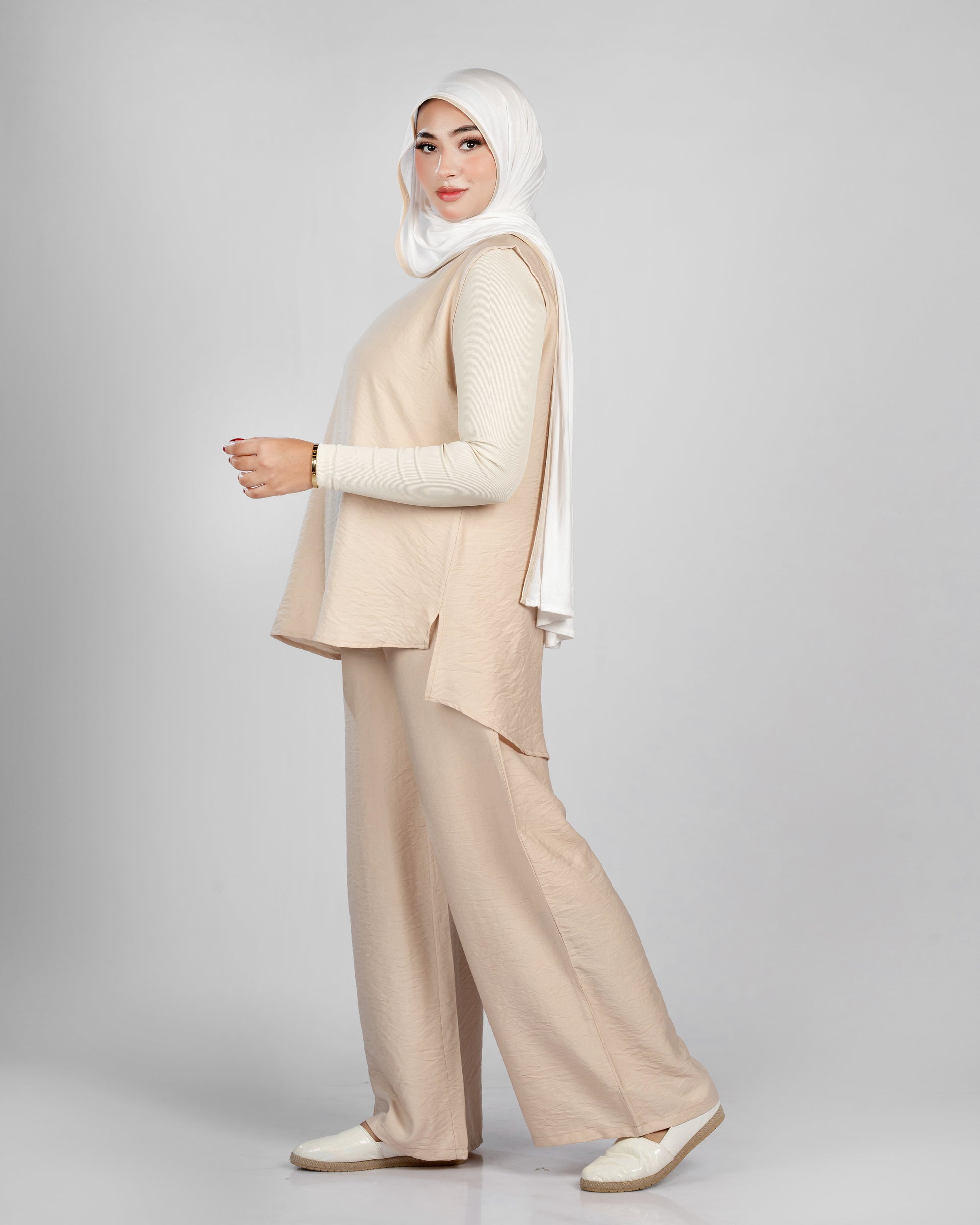basic sleeveless linen set - 1311