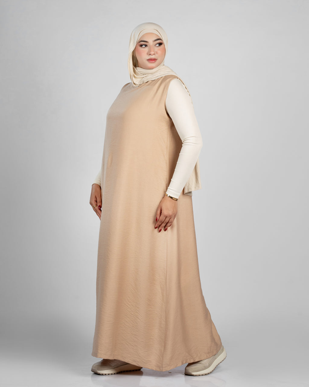 basic sleeveless linen dress 155
