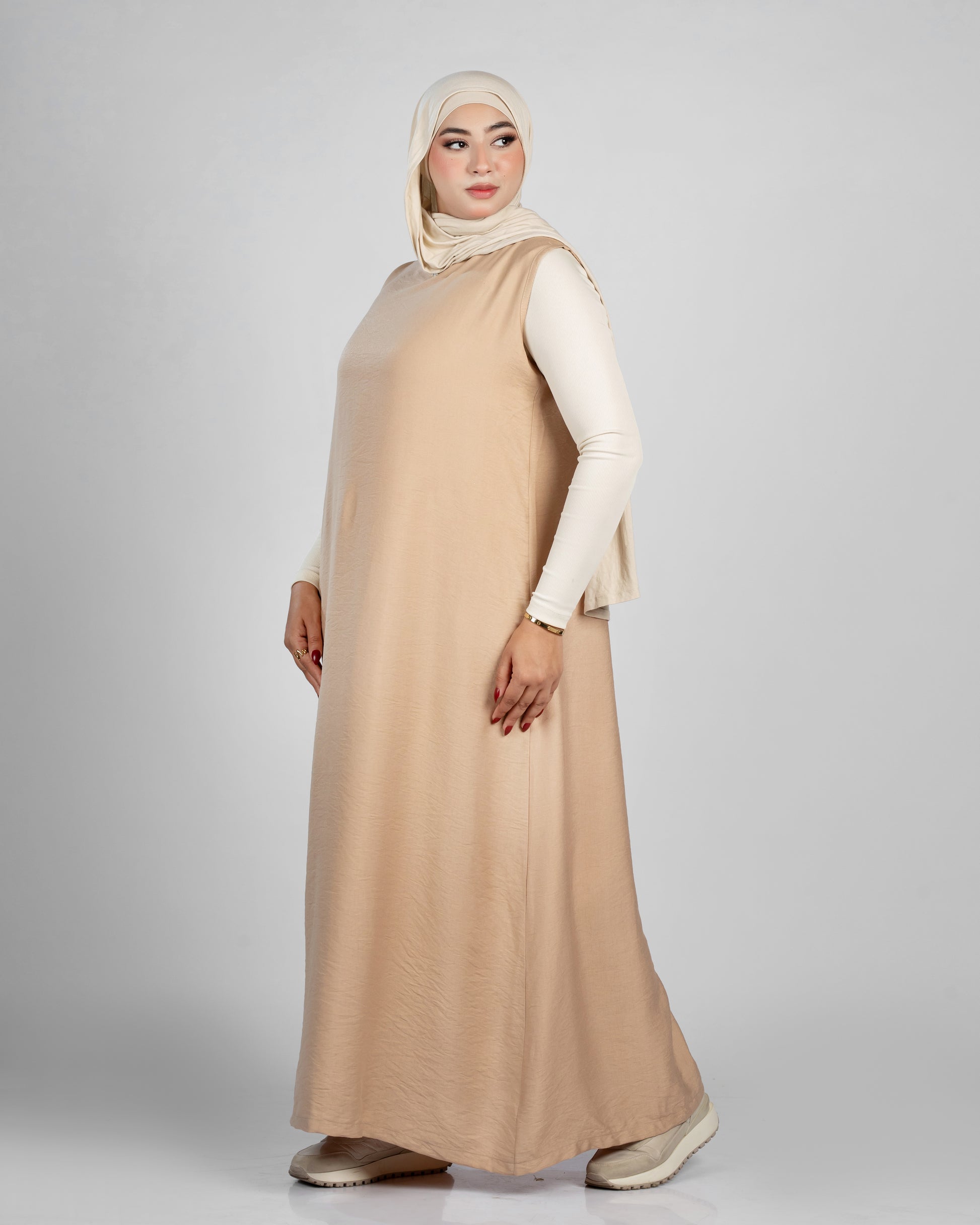 basic sleeveless linen dress 155