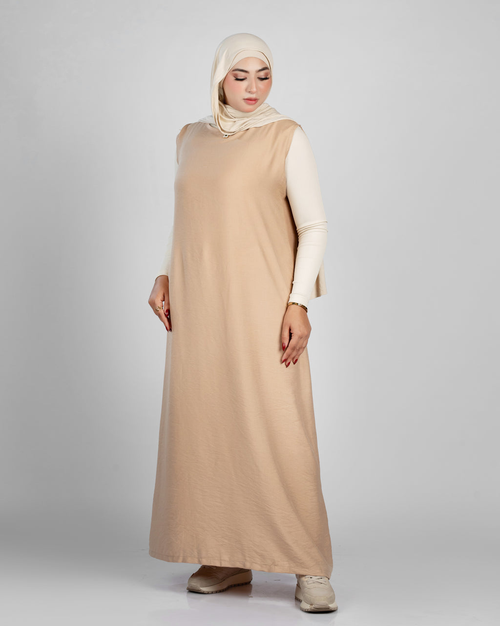 basic sleeveless linen dress 155