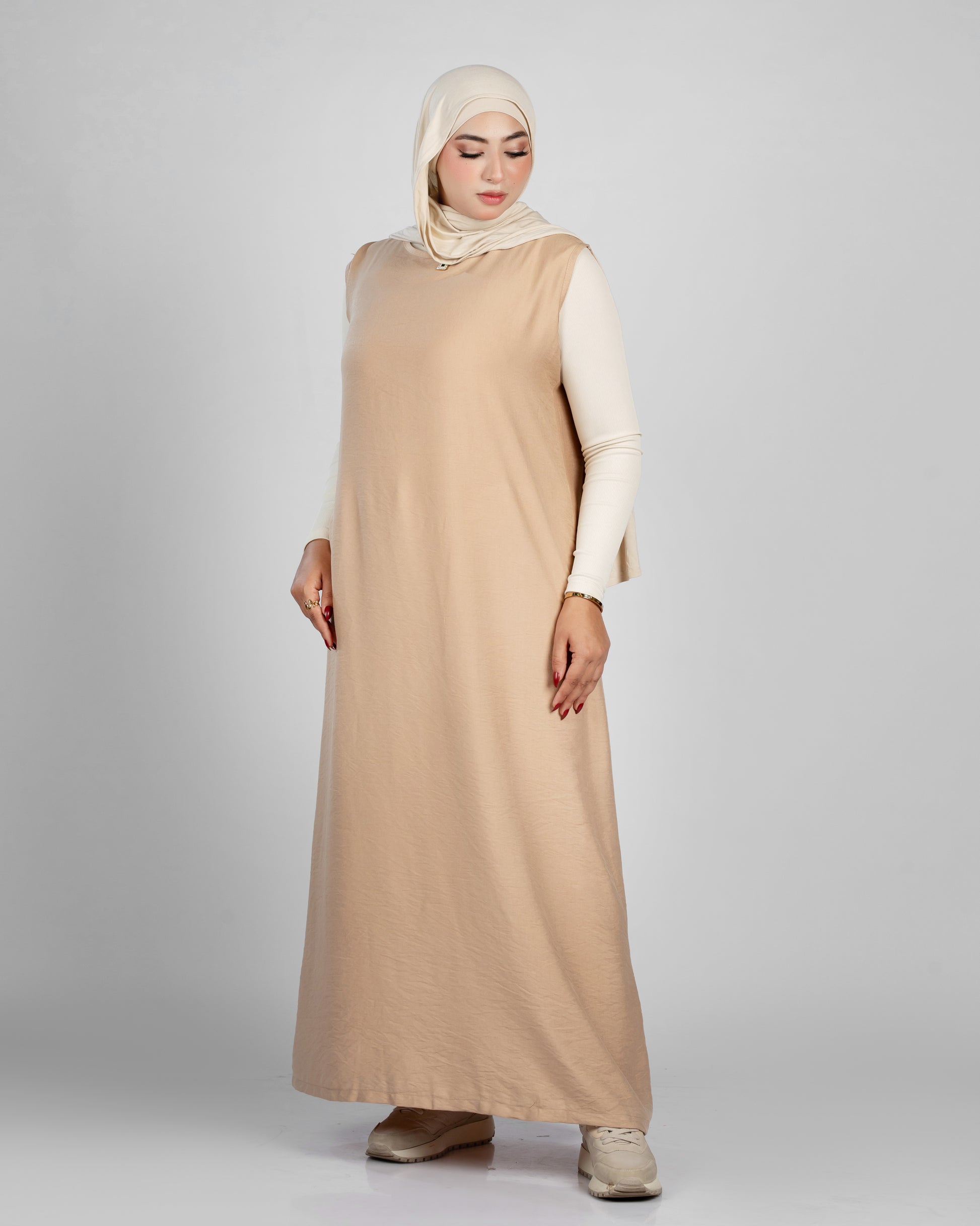 basic sleeveless linen dress 155