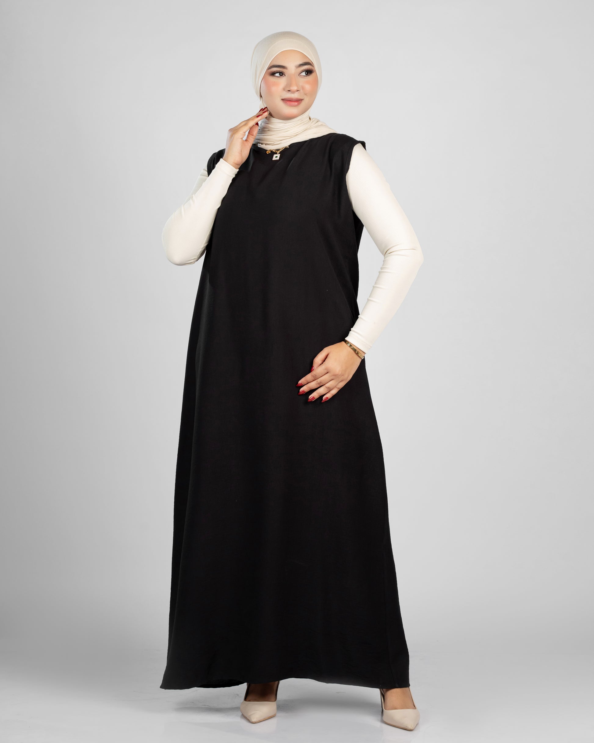 basic sleeveless linen dress 155