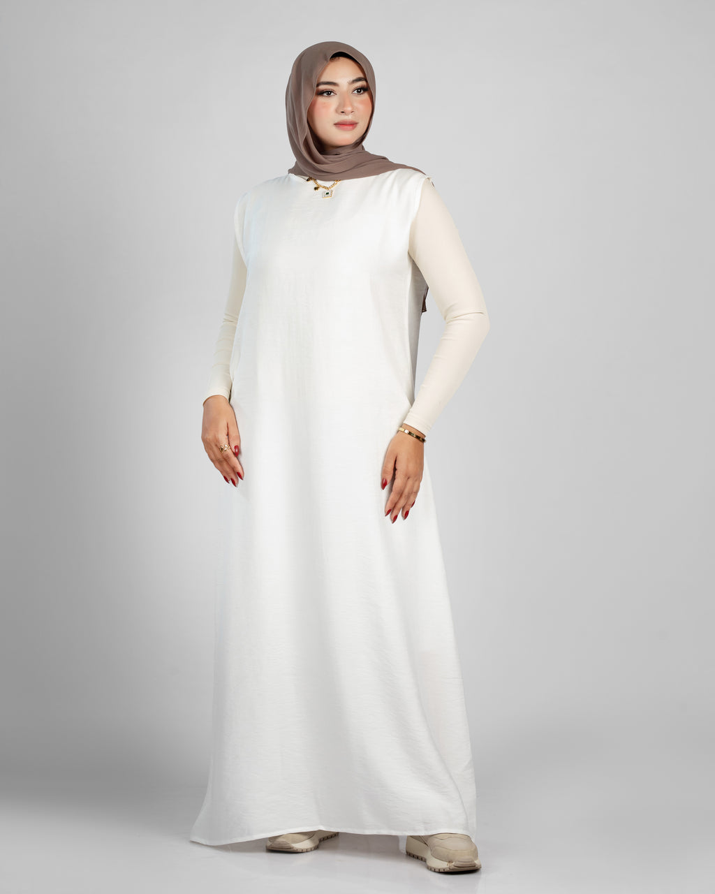 basic sleeveless linen dress 155
