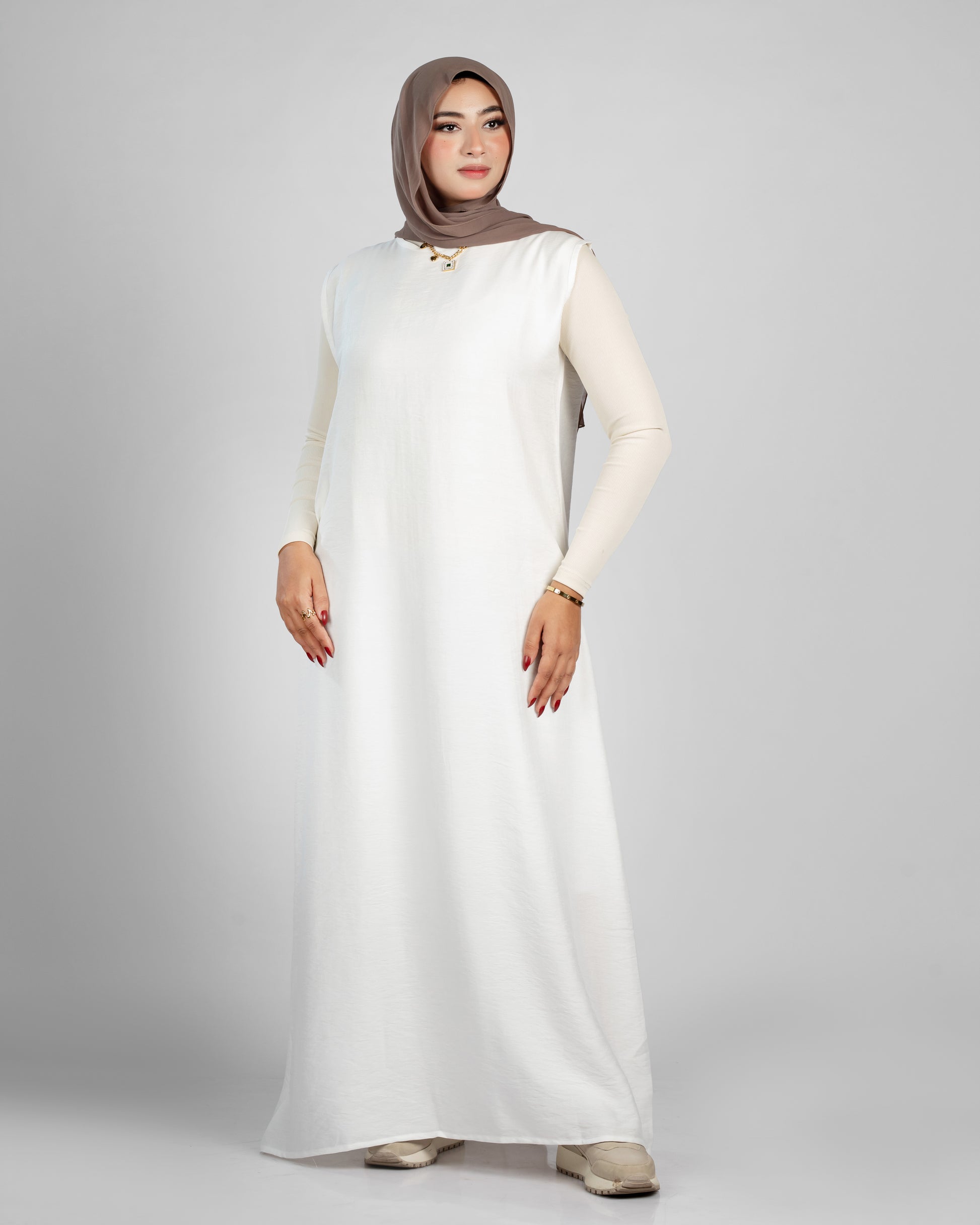 basic sleeveless linen dress 155