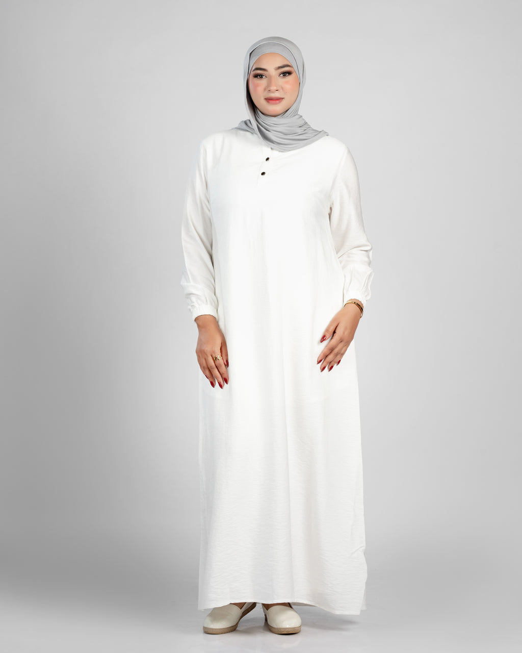 Basic long sleeve with front buttons - linen - dress 157