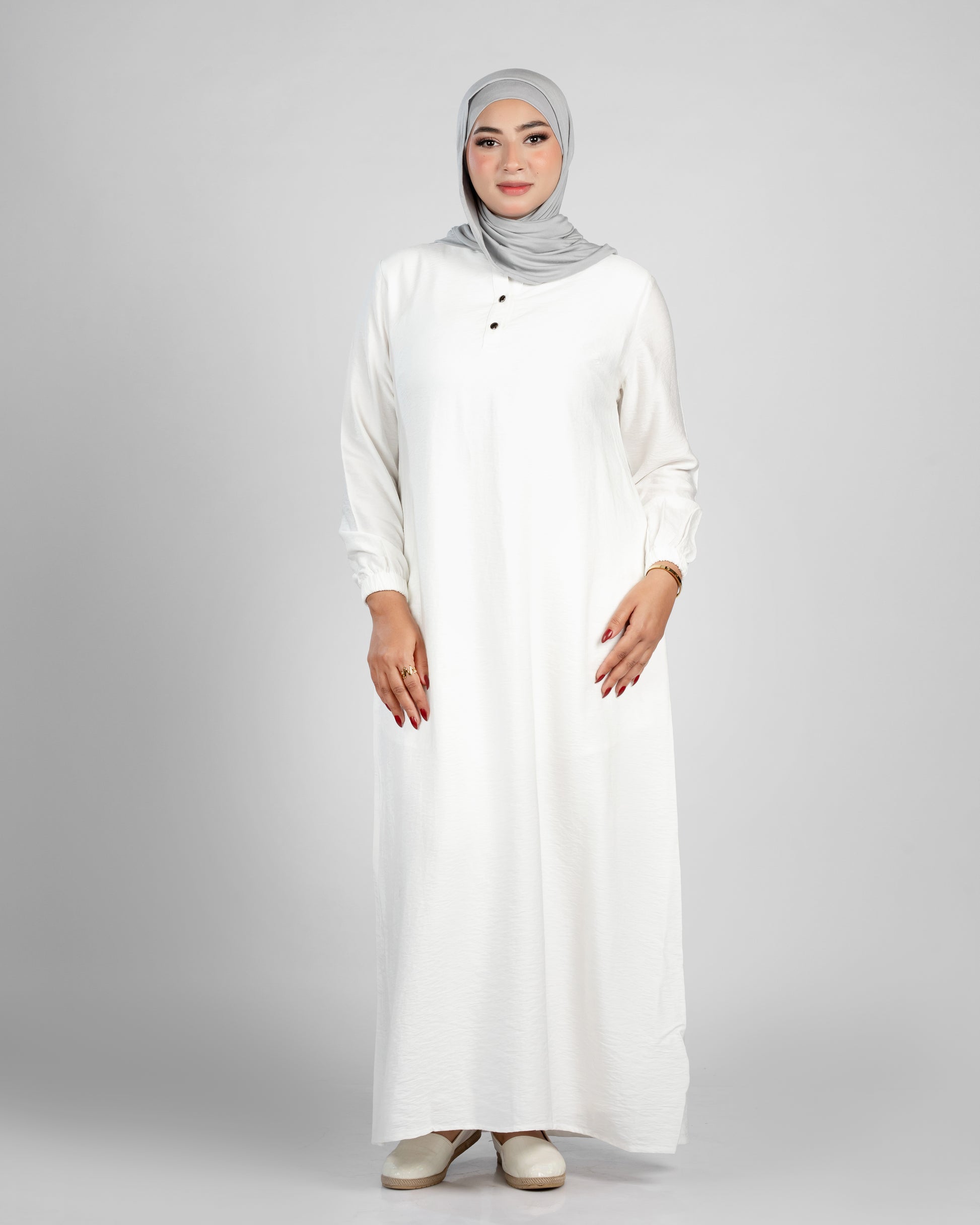 Basic long sleeve with front buttons - linen - dress 157
