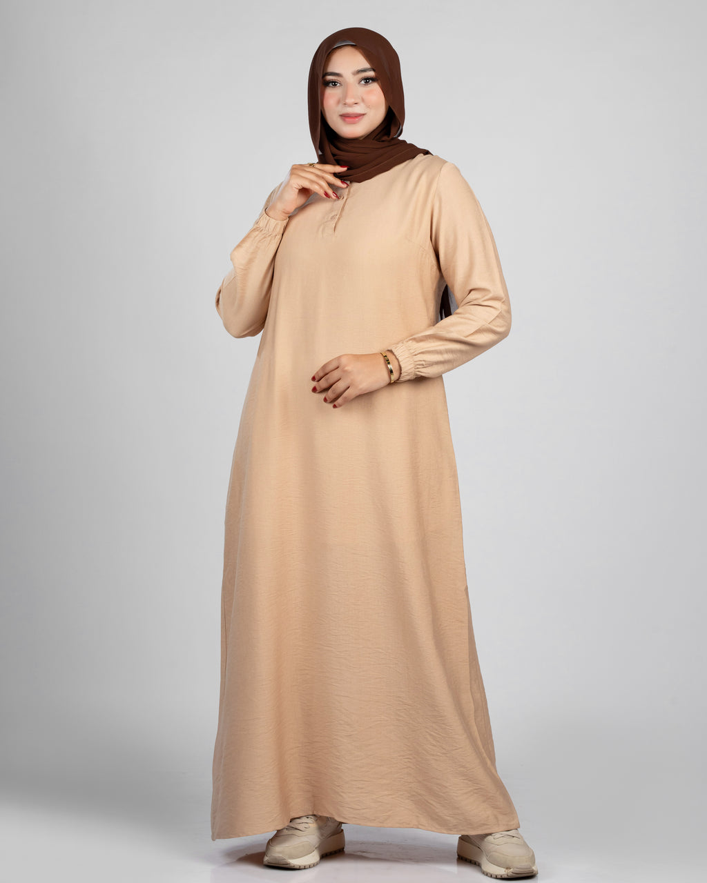 Basic long sleeve with front buttons - linen - dress 157