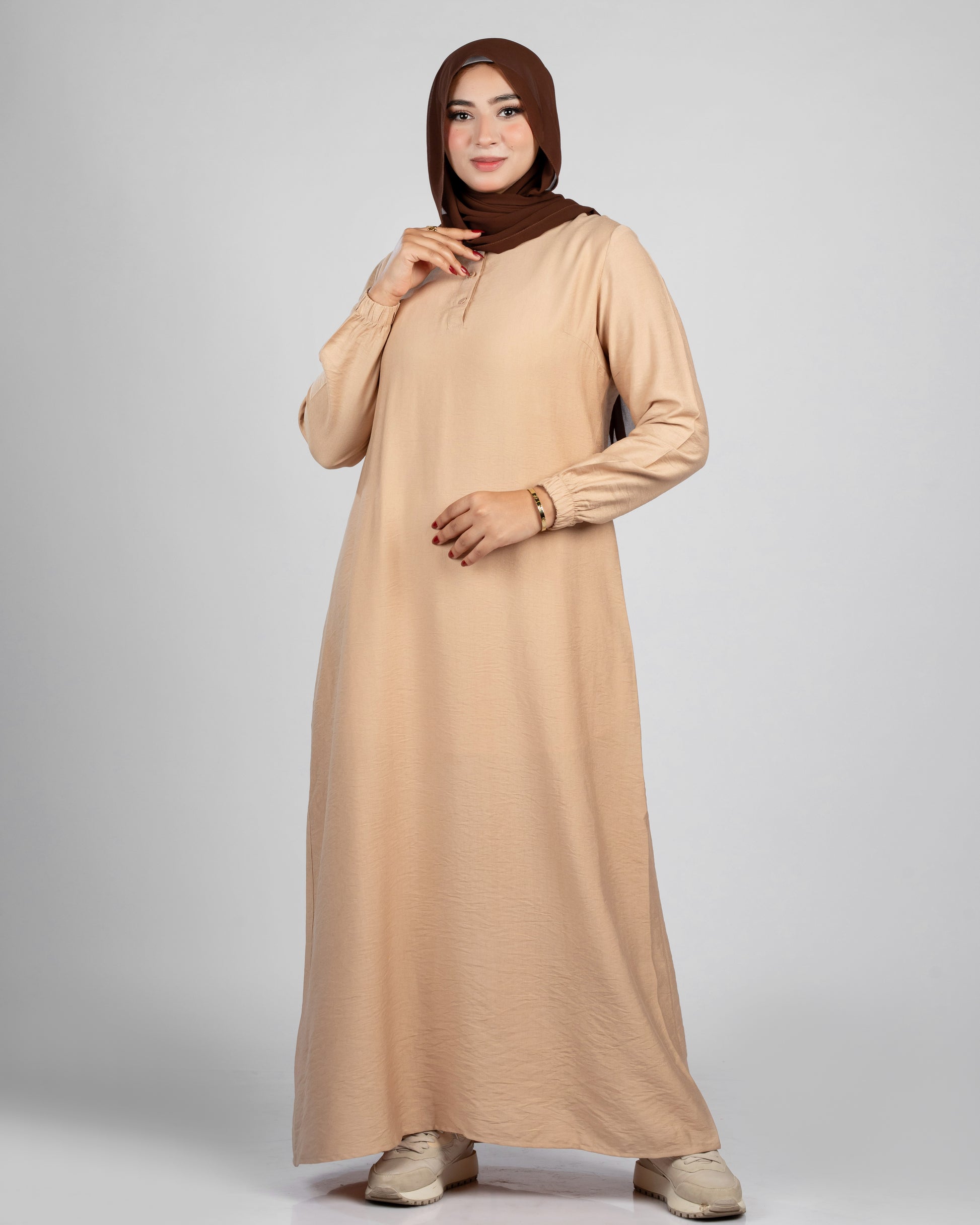 Basic long sleeve with front buttons - linen - dress 157