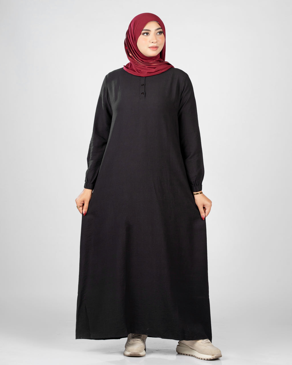 Basic long sleeve with front buttons - linen - dress 157