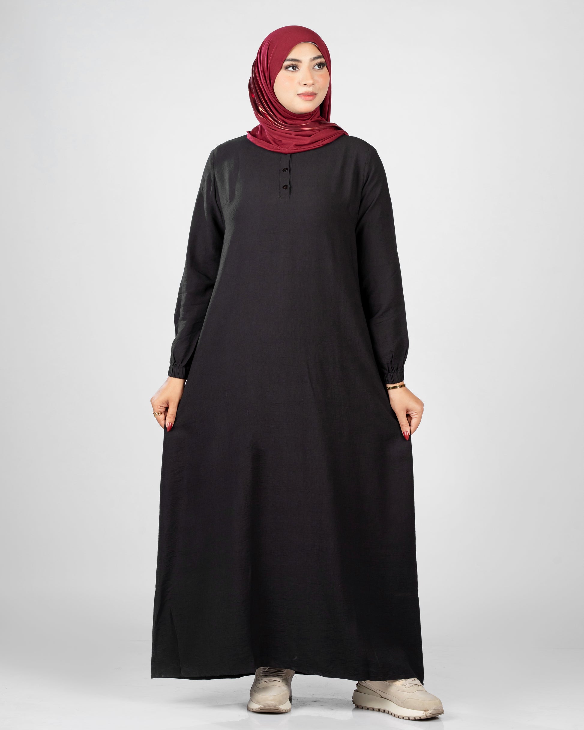 Basic long sleeve with front buttons - linen - dress 157