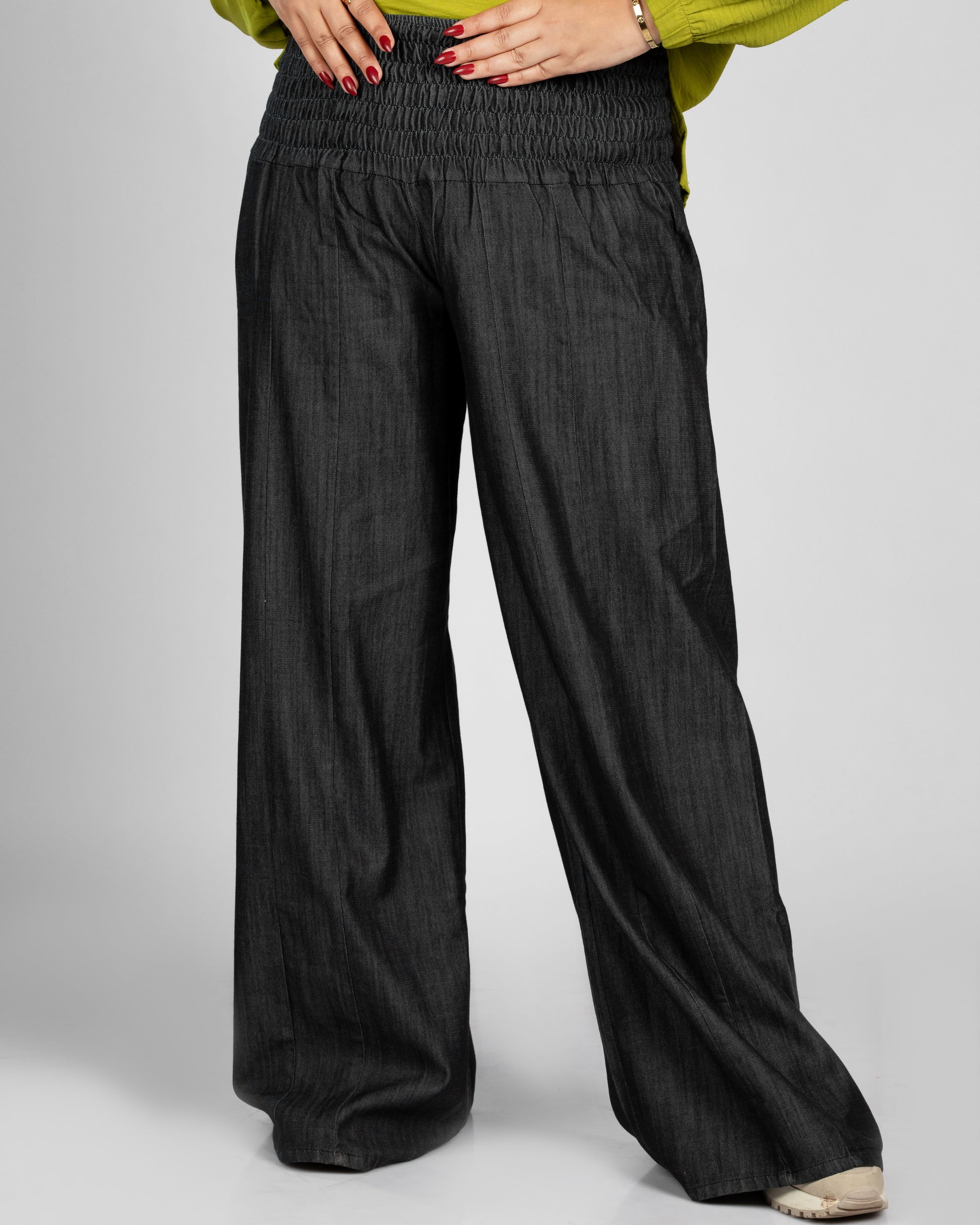 Wide Leg Elastic Waist Jeans - 103