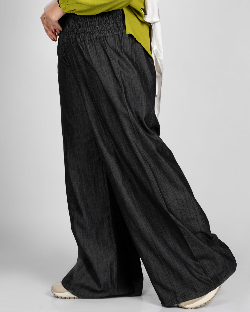 Wide Leg Elastic Waist Jeans - 103