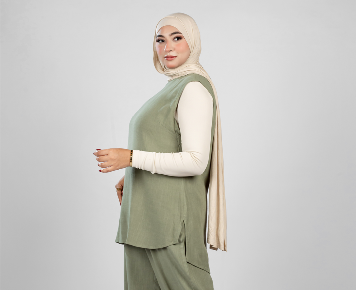 basic sleeveless cotton-linen top 841