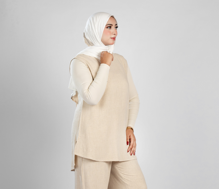 basic sleeveless cotton-linen top 841