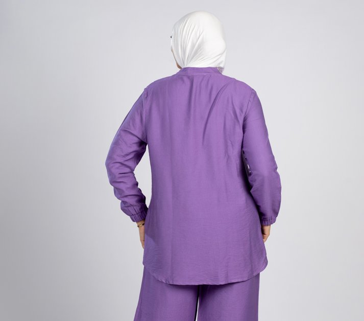 Basic long sleeve linen set - 1312