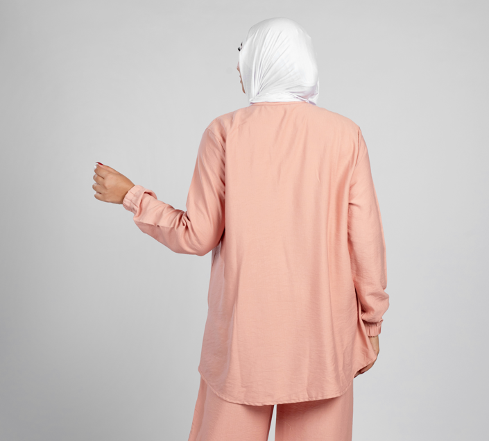 Basic long sleeve linen set - 1312