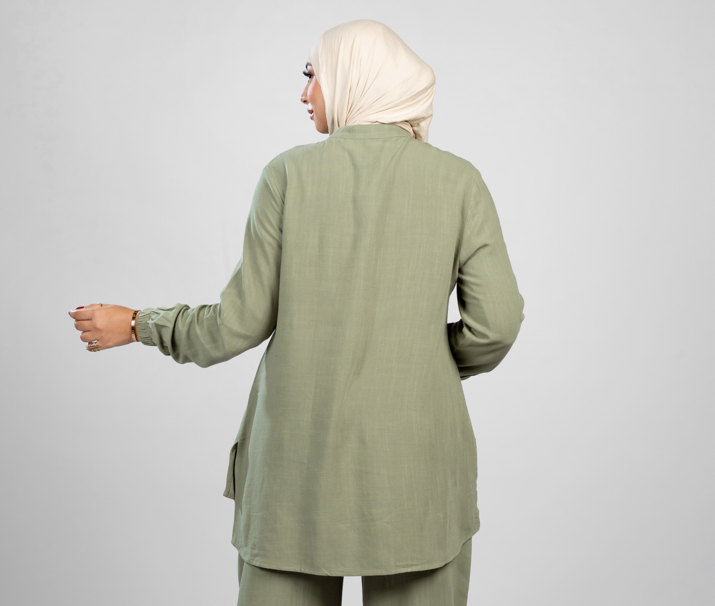 Basic long sleeve cotton-linen top 842
