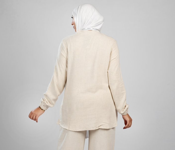 Basic long sleeve cotton-linen top 842