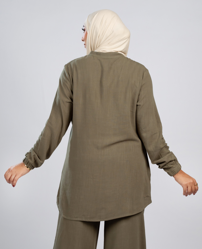Basic long sleeve cotton-linen top 842