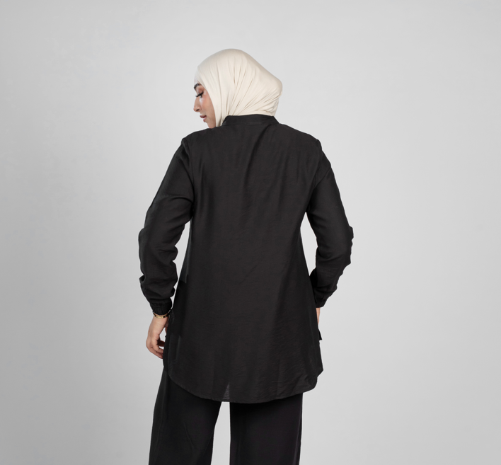 Basic long sleeve linen set - 1312