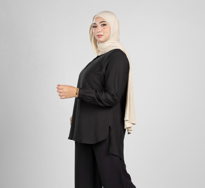 Basic long sleeve linen set - 1312