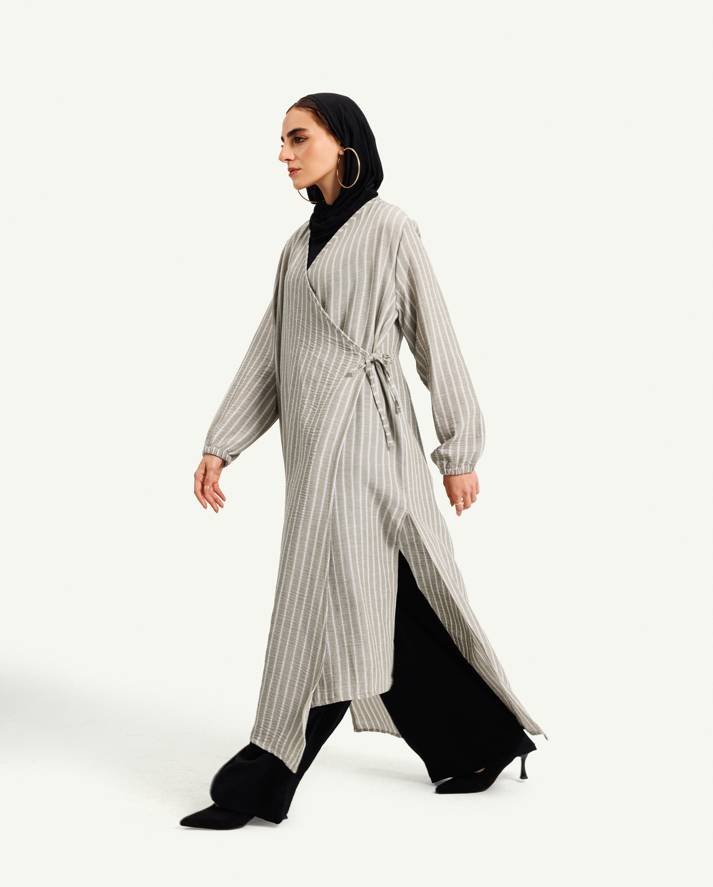 Striped Linen Cardigan - 1299