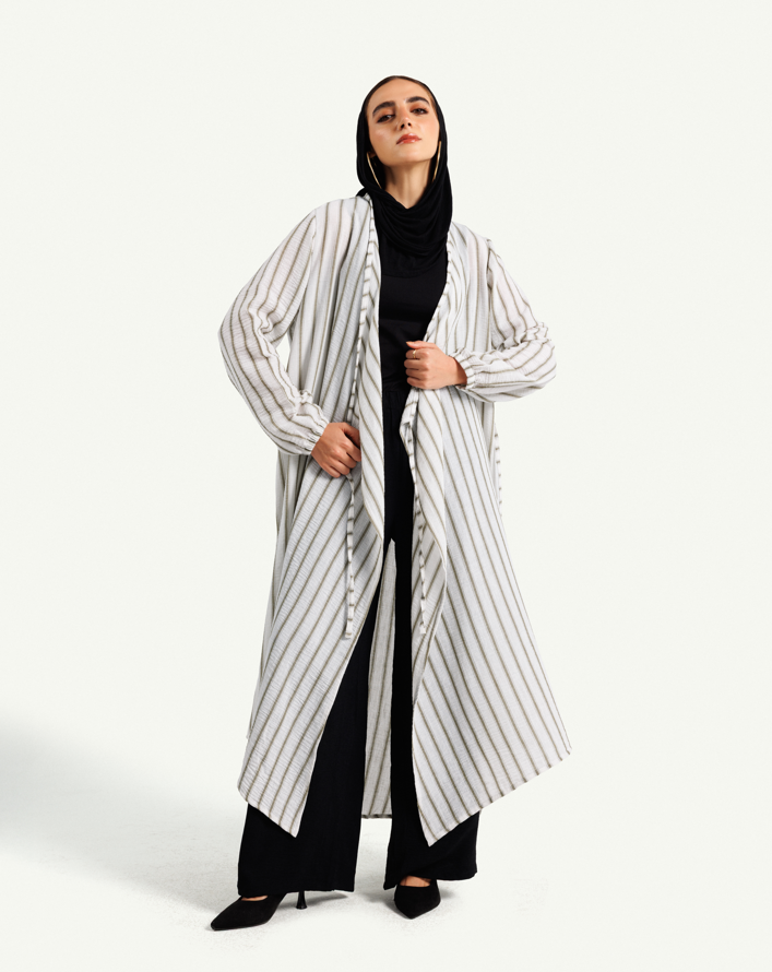 Striped Linen Cardigan - 1299