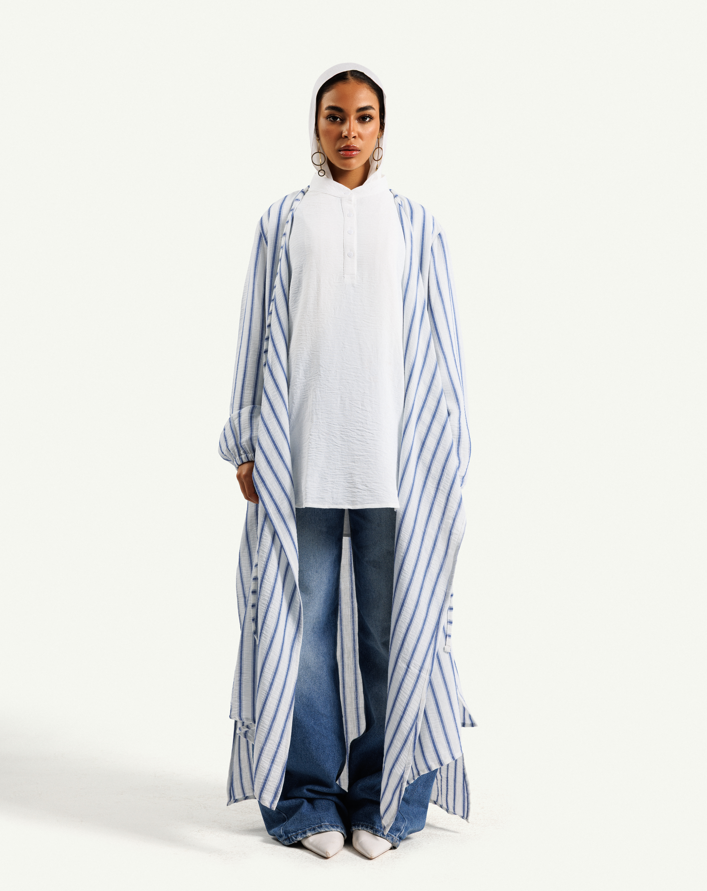 Striped Linen Cardigan - 1299