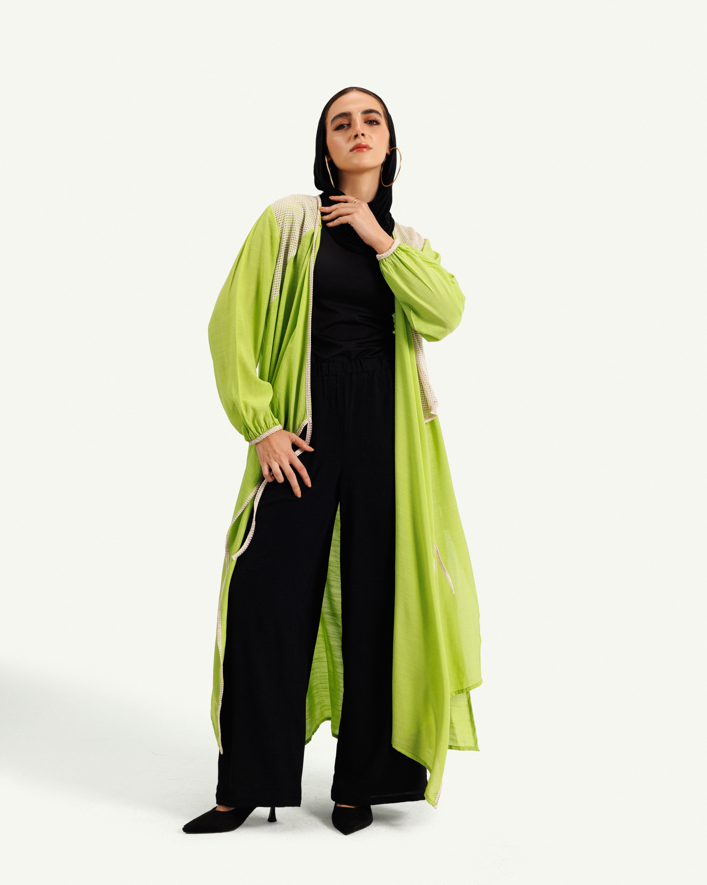 Long Open-Front Cardigan in Miss Loop Fabric - 1301